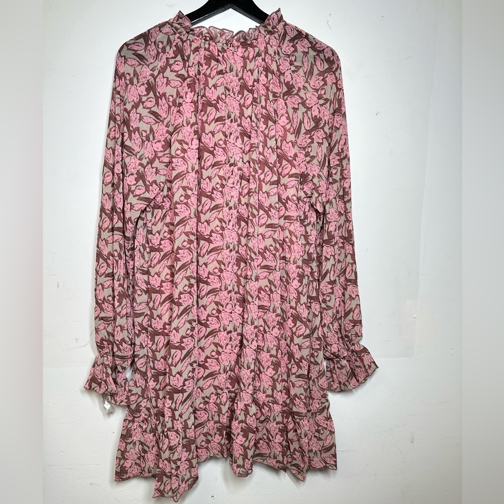 NWT Missguided Tie Neck Double Layered Smock Dress Floral - Picture 9 of 13